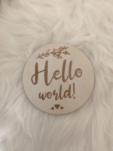 Hello World wooden sign