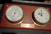Brass Carlsberg clock with barometer