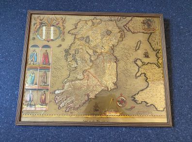 Ireland by Joan Bleau Gold Foiled Map Framed