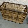 Large Victorian cane and metal laundry basket on wheels. Image 8