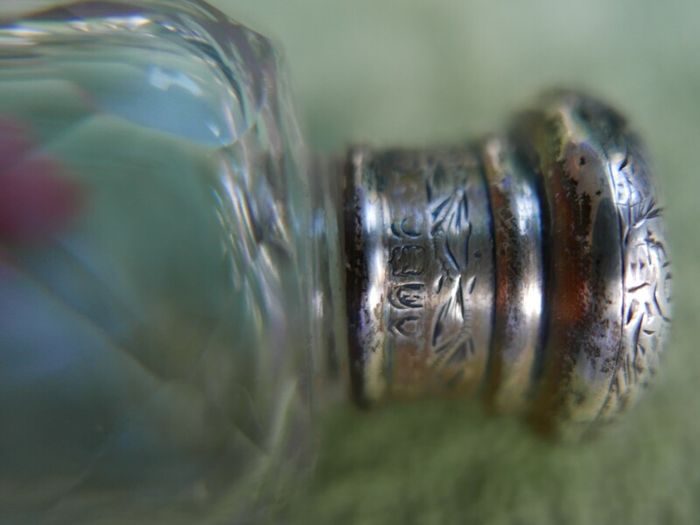 Antique Edwardian 1800s Set 5 Sterling Silver Cut Glass Vanity Pin Bottles Jars