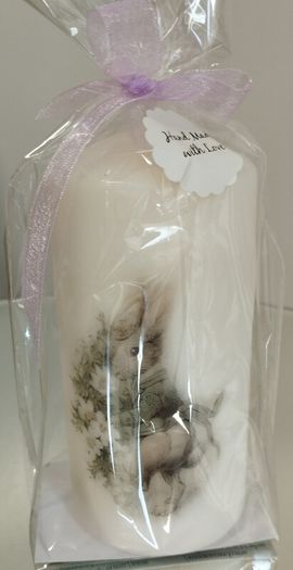 Handmade Beautiful Bunnies egg, candle and jar
