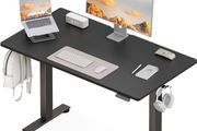 Electric Standing Desk, 120x60cm Height Adjustable Desk with 2 Memory Presets, Quiet Sit Stand Desk for Home Office Bedroom Living Room, Ergonomic Computer Desk with Hooks &amp; Cable Holes, Black