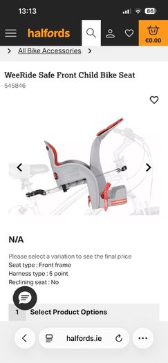 Centre Mounted Child Bike Seat Weeride