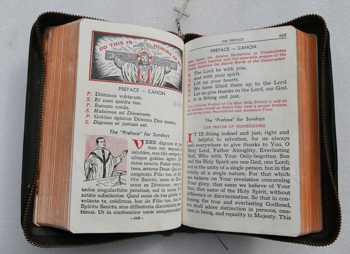 Vintage Saint Joseph Daily Missal Catholic Mass Prayer Book with Leather Cover