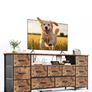 Tv Cabinet, Dresser for Bedroom with 11 Fabric Drawers, TV Stand with Power Socket for TVs up to 70 inch TV Units for Living Room, Bedroom, Rustic Brown Image 9