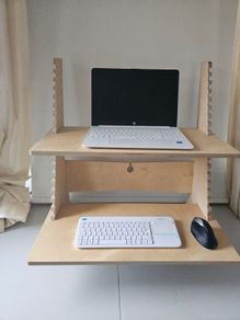 Adjustable Standing Desk Converter / Wooden Desk Riser (Birch Plywood)