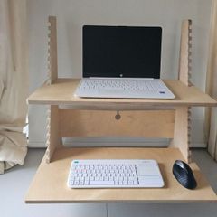 Adjustable Standing Desk Converter / Wooden Desk Riser (Birch Plywood)