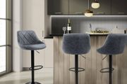 Set of 2 Bar Stools, Anthracite, Adjustable Height, Faux Leather, 360 Swivel, Padded Seat with Backrest &amp; Footrest, Modern Counter Height Bar Chairs for Kitchen, Home Bar &amp; Bistro