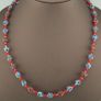 Antique Venetian Style Blue Skunk Eyes & Red Venetian WhiteHeart Glass Beads Necklace Image 6