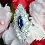 Large Antique Sapphire & Diamond Marquise Ring Image 8