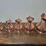 Stunning Set of 5 Vintage/Antique Copper Haystack Measuring Jugs Full Graduated Set Image 4