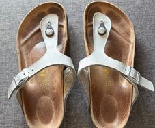 Birkenstock Gizeh Sandals Silver Size 37 UK4