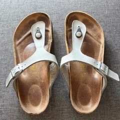 Birkenstock Gizeh Sandals Silver Size 37 UK4