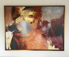Large Abstract Canvas Wall Art - Gold Leaf Effect