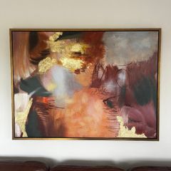 Large Abstract Canvas Wall Art - Gold Leaf Effect