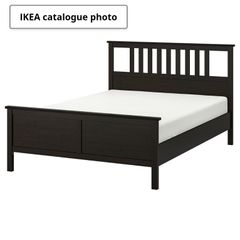 IKEA Bed frame with slats, black-brown