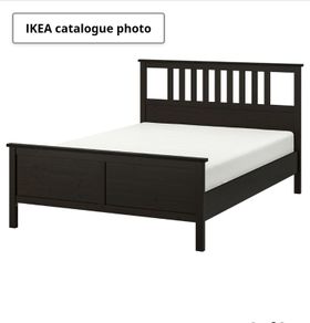 IKEA Bed frame with slats, black-brown