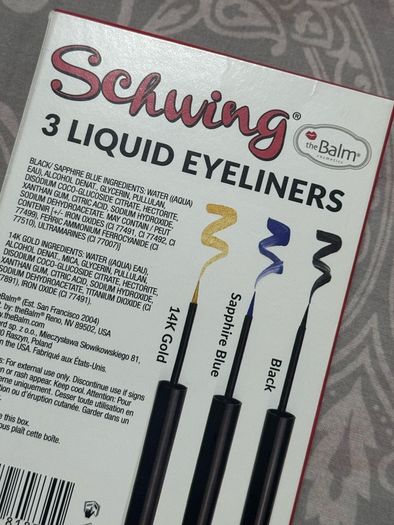 The balm 3 full size liner set black, blue, gold new
