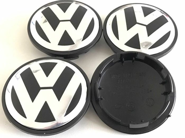 4x 70MM Wheel Center Alloy Hub Rim Caps Chrome Black For VW Volkswagen 7L6601149B
