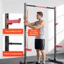 Multifunctional Squat Rack for Home Gym Power Cage Rack Width-Adjustable Workout Strength Training Equipment with 6 Band Pegs, Landmine Attachment & Safety Bars for Bench Press Squats Pull-Up Image 4