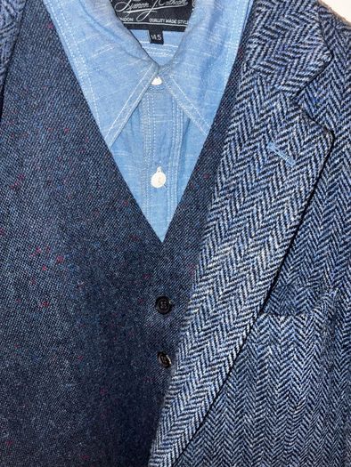 Tweed herringbone blazer and waistcoat sz m