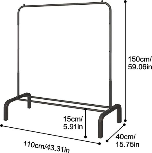 NEW SALE | Clothing Garment Rack, 110 CM Metal Clothes Rail with Bottom Rack for Coats, Skirts, Shirts, Sweaters, Black