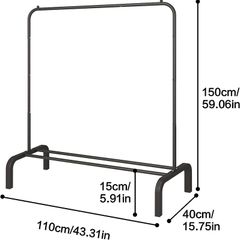 NEW SALE | Clothing Garment Rack, 110 CM Metal Clothes Rail with Bottom Rack for Coats, Skirts, Shirts, Sweaters, Black