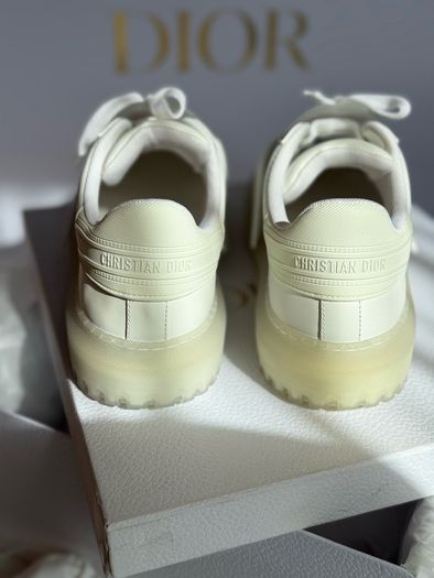 Authentic Dior-ID Low Top Sneakers White Leather with Transparent Rubber Toe Cap
