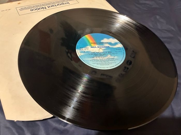 A Nanci Griffith record collection.