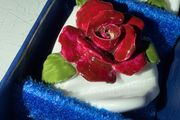 Aynsley Table Name Place Card Holders, Bone China Hand-made Roses