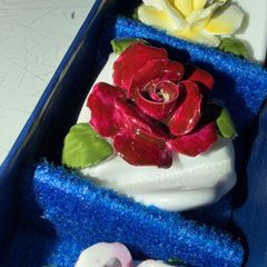 Aynsley Table Name Place Card Holders, Bone China Hand-made Roses