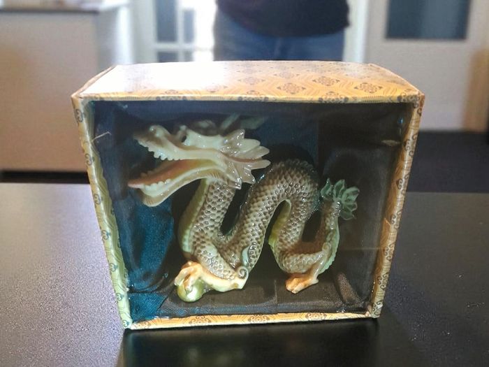 Vintage Chinese ceramic dragon in box Ackerman
