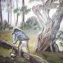 Large oil painting on canvas in wooden frame Image 2