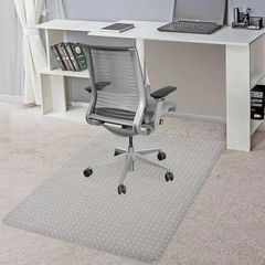 Office Chair Mat for Carpet, 76.2 x 122cm Transparent Plastic Carpet Protector for Low Pile Carpets, 2.2mm Thick Non-Slip Desk Chair Mat for Carpeted Floors, Easy Glide and Flat Without Curling