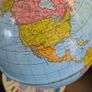 Vintage USSR Era World Globe Orange Meridian International Flag Base Image 2