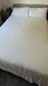 IKEA Grey Double Bed and Grey Bedside Tables