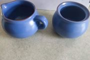 Coche Stoneware Blue Milk Jug And Sugar Bowl Made In Portugal By Eurogres