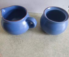 Coche Stoneware Blue Milk Jug And Sugar Bowl Made In Portugal By Eurogres