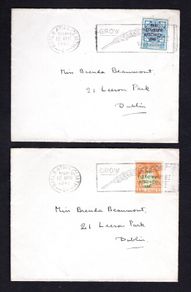 1941 Ireland 25th Anniversary of the Easter Rising (provisional issue) Commemorative Stamps Pair of addressed First Day Covers (FDC) with Baile Atha Cliath Grow Wheat Slogan
