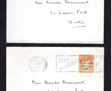 1941 Ireland 25th Anniversary of the Easter Rising (provisional issue) Commemorative Stamps Pair of addressed First Day Covers (FDC) with Baile Atha Cliath Grow Wheat Slogan