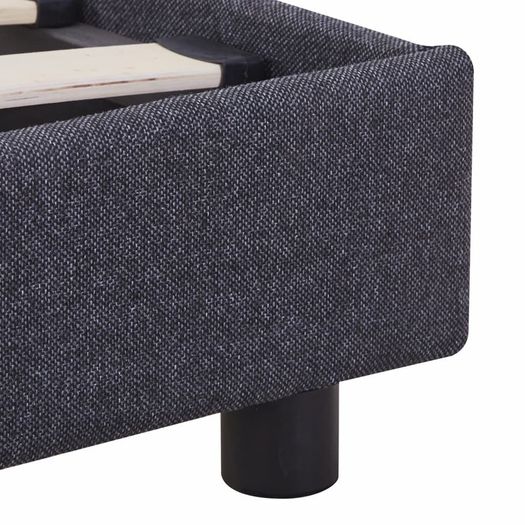 Bed Frame Dark Grey Fabric 135x190 cm