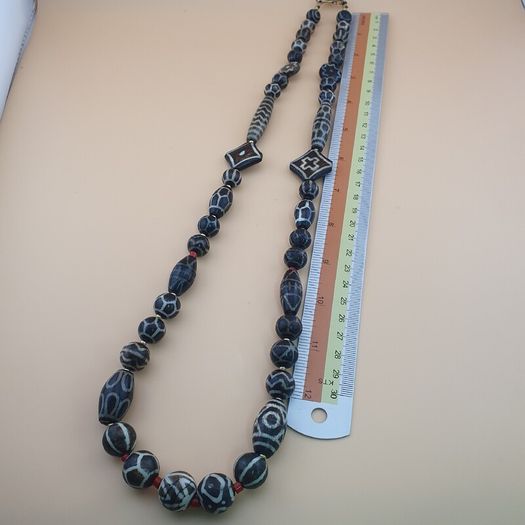 Rare Antique Burmese Pumtek Pyu Petrified Wood Beads Necklace