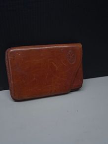Vintage Brown Leather Tobacco / Cigarette Case Slim Pull Out Design