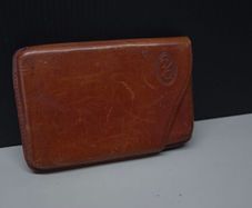 Vintage Brown Leather Tobacco / Cigarette Case Slim Pull Out Design