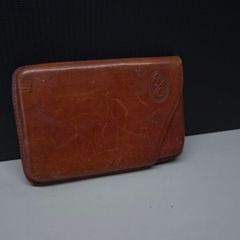 Vintage Brown Leather Tobacco / Cigarette Case Slim Pull Out Design