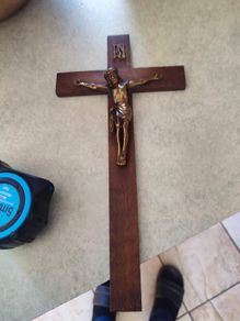 Vintage Sealed Wooden Crucifix  WALL HANGING Catholic INRI