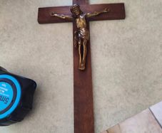 Vintage Sealed Wooden Crucifix  WALL HANGING Catholic INRI