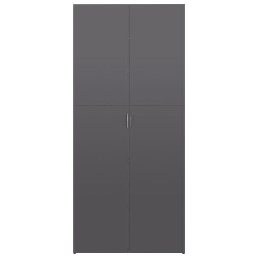 Shoe Cabinet High Gloss Grey 80x35.5x180 cm Chipboard