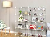 16 cube storage system made of metal wire, DIY cabinet, modular, grid shelf, with wire frame, white
